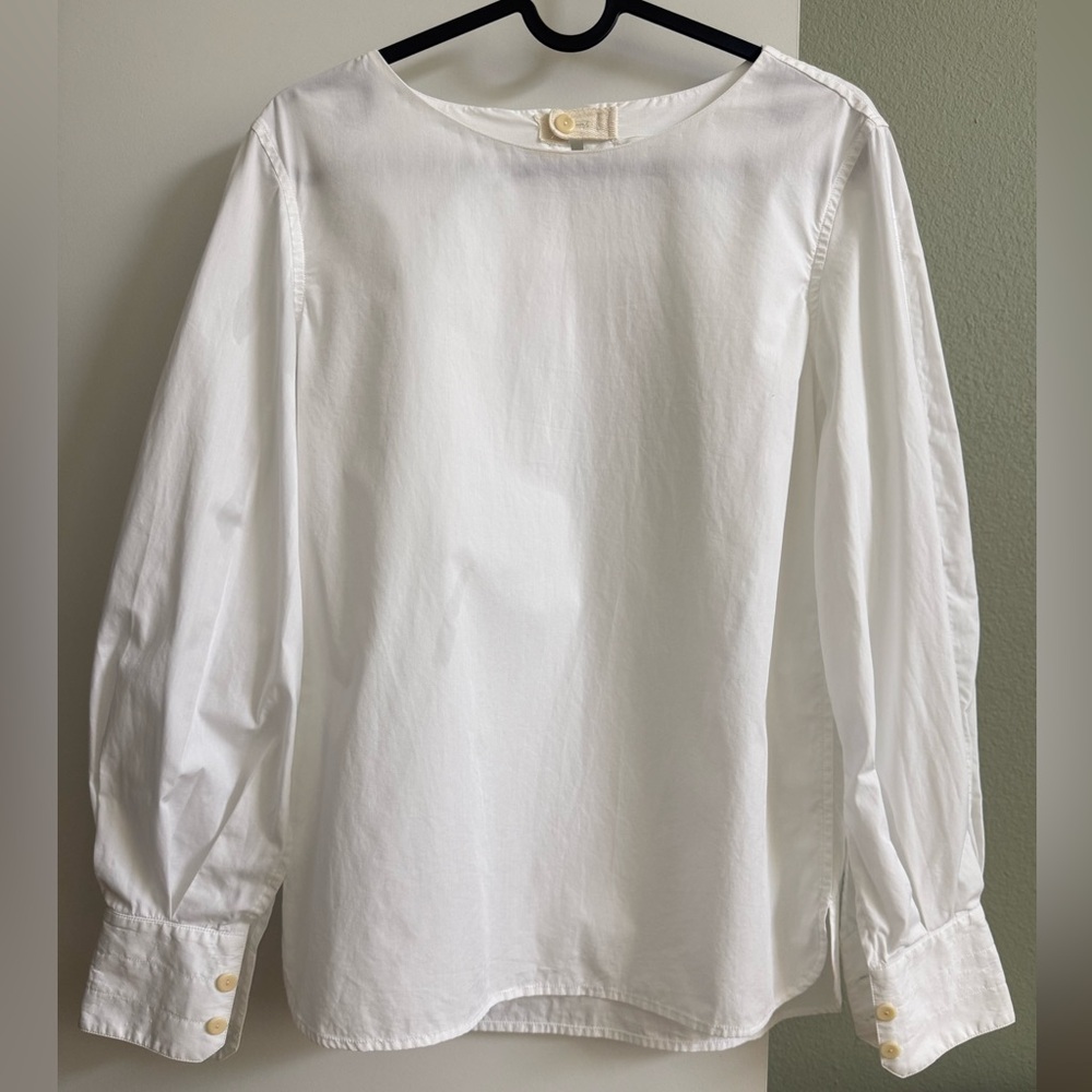 MARIA MCMANUS Organic Cotton Scoop Neck White Shirt Blouse XS